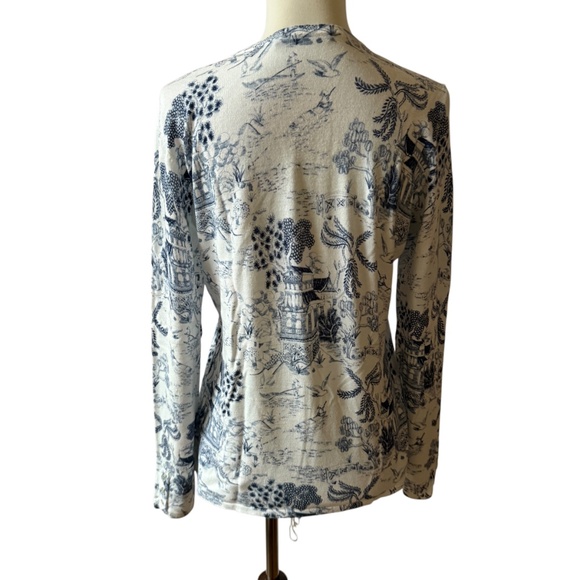 J MCLAUGHLIN SWEATER LENNY CHINOISERIE PRINT CREWNECK LONG SLEEVE BLUE WHITE S - Picture 5 of 10